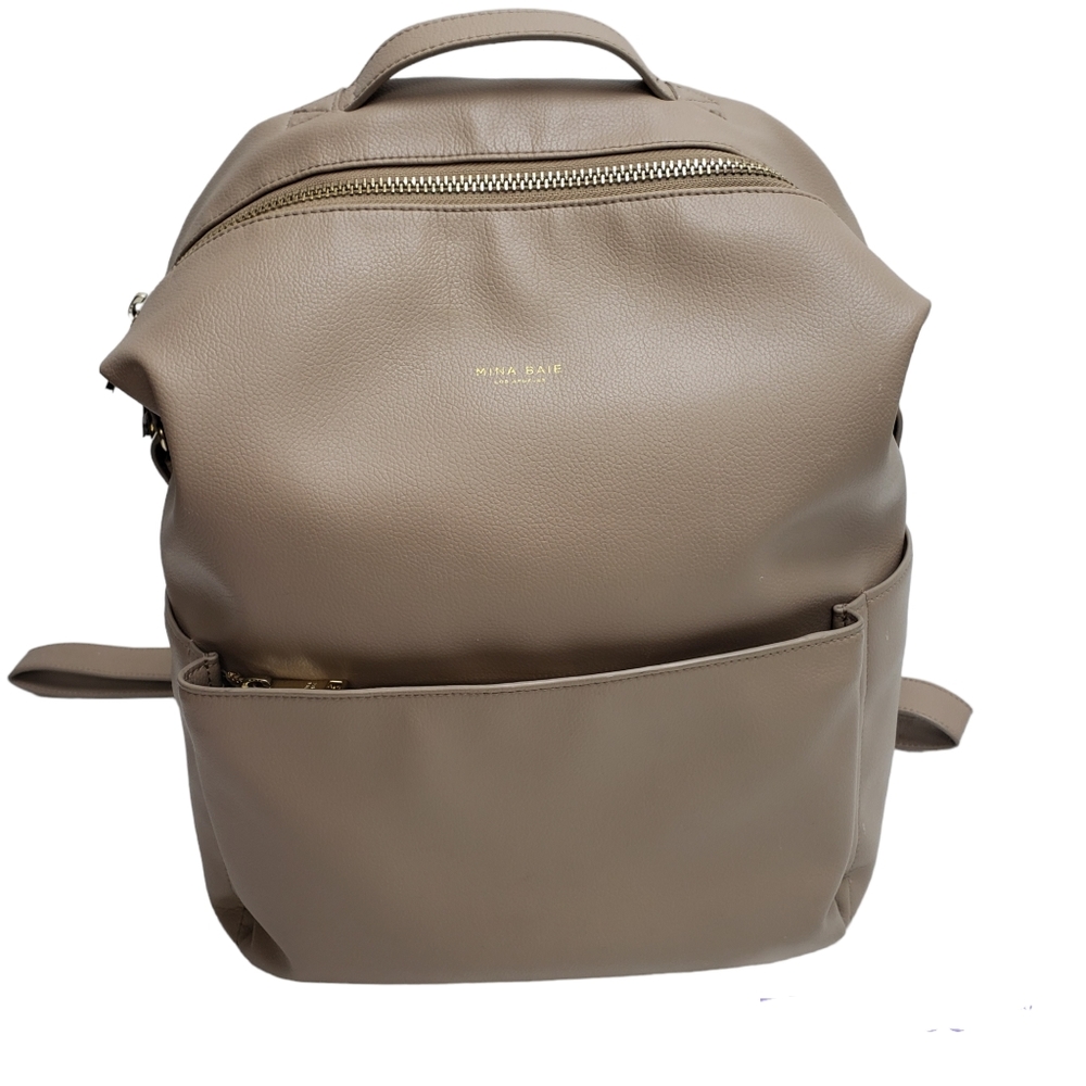 Mina Baie Los Angeles Stevie Backpack  With Stroller Hooks Vegan Sand